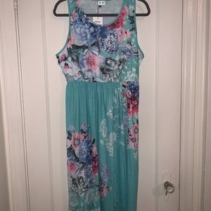Teal dress with flowers